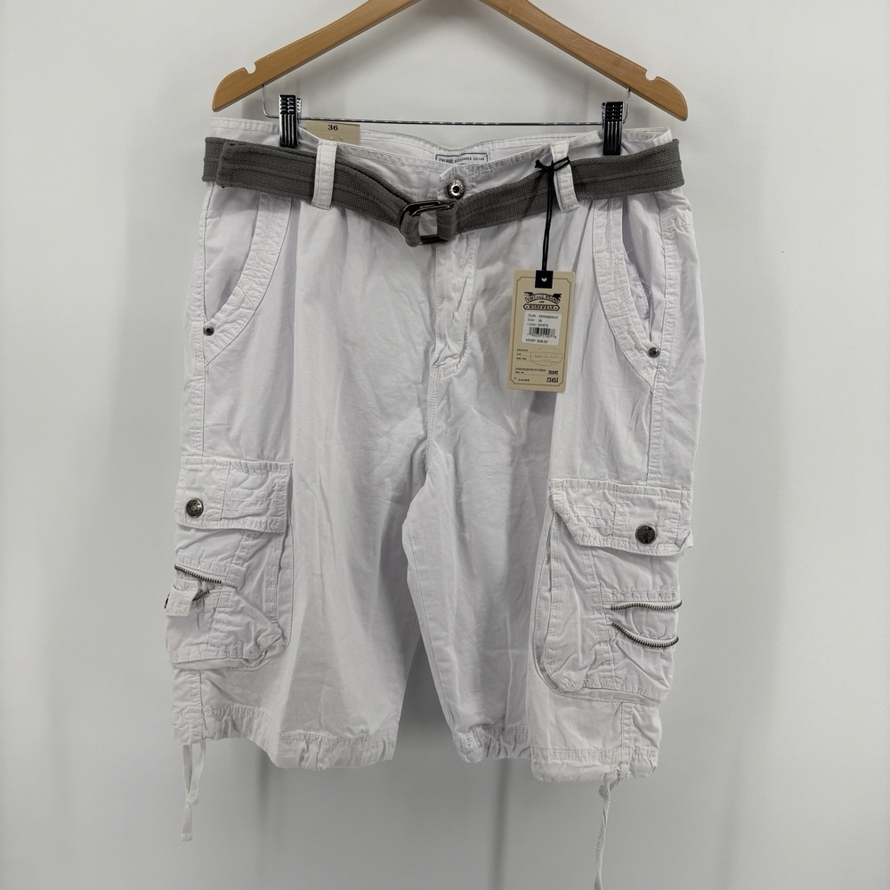 Alexander Julian Colours Shorts‎ Men's 36 White Cargo With Belt NEW WITH TAGS